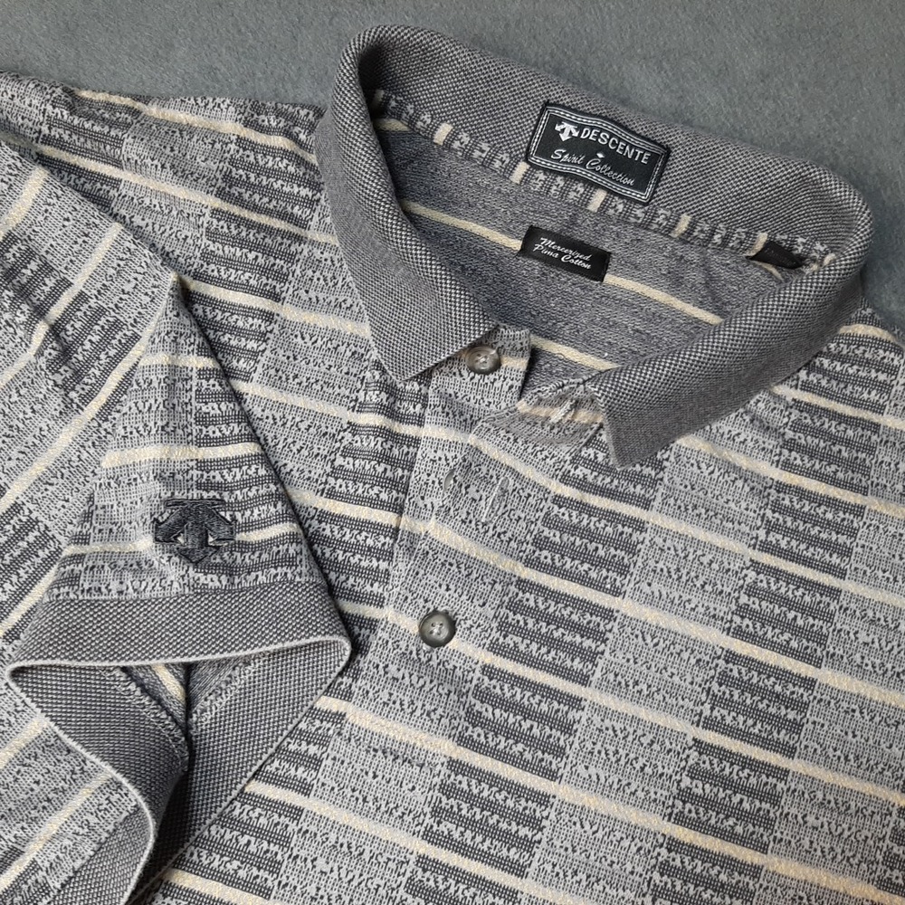 VINTAGE Descente Polo Shirt Mens Extra Large Gray Spirit Pima Wedgewood Golf
